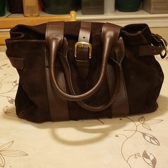 Lands' End Handbags - Brown Suede Satchel